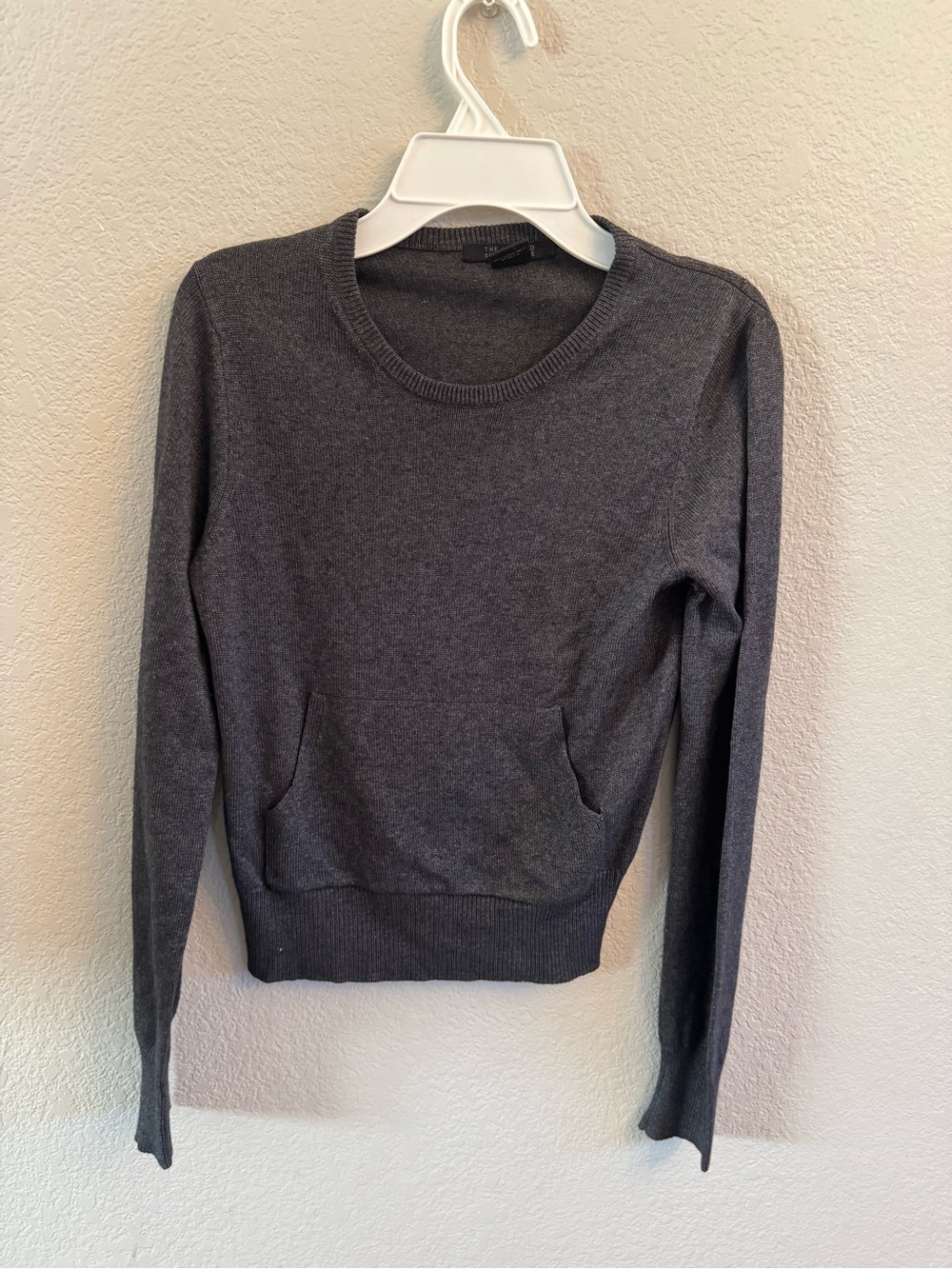 The Limited Silk Cashmere Gray Crewneck Pouch Pocket Sweater Size S